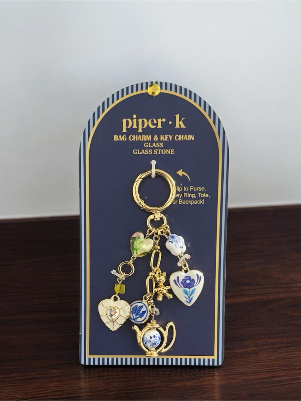 Piper K Floral Teapot Charm Keychain & Bag Chain